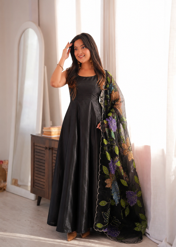 Natural Crepe Anarkali Suit Set