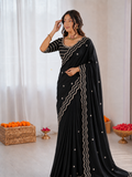 Pure Space Silk Cutdana Handwork Saree Set