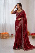 Pure Space Silk Cutdana Handwork Saree Set