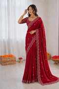 Pure Space Silk Cutdana Handwork Saree Set