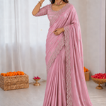 Pure Space Silk Cutdana Handwork Saree Set