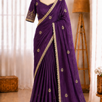 Rangoli Crush Silk Embroidery Sequence Butta Mirror Lace Work Saree