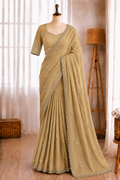 Rangoli Crush Silk Embroidery Sequence Butta Mirror Lace Work Saree