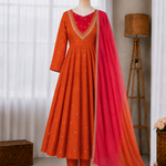 Roman Silk Embroidery Sequence & Real Mirror Work Gown