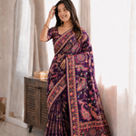 Crepe Silk Printed Embroidered Saree Set