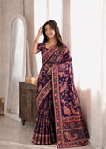 Crepe Silk Printed Embroidered Saree Set