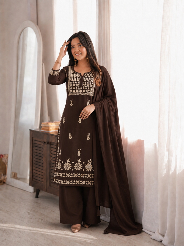 Rayon Embroidered Suit Set