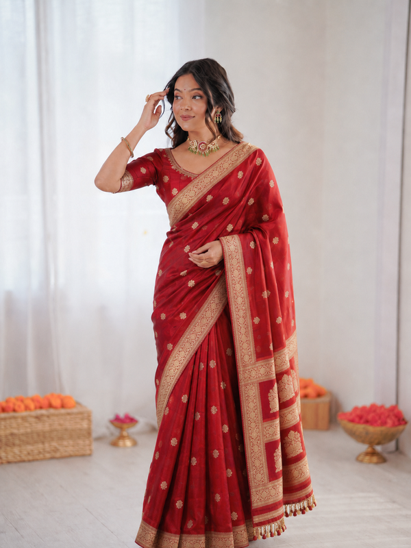 Beautiful Banarasi Soft Tissue Silk With Rich Zari Woven Work Saree