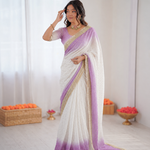 Elegant Rich Look Fendy Satin Silk With Self Weaving Jacquard Lining Work Saree