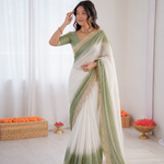Elegant Rich Look Fendy Satin Silk With Self Weaving Jacquard Lining Work Saree