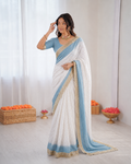Elegant Rich Look Fendy Satin Silk With Self Weaving Jacquard Lining Work Saree