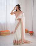 Elegant Rich Look Fendy Satin Silk With Self Weaving Jacquard Lining Work Saree