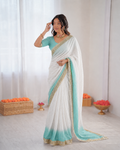 Elegant Rich Look Fendy Satin Silk With Self Weaving Jacquard Lining Work Saree