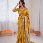 Beautiful Banarasi Organza Silk With Traditional Zari Weaving Butti Work Saree