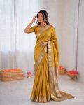 Beautiful Banarasi Organza Silk With Traditional Zari Weaving Butti Work Saree
