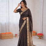 Beautiful Banarasi Organza Silk With Traditional Zari Weaving Butti Work Saree