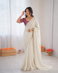 Beautiful Soft Rich Crunchy Georgette With Dual Gold & Silver Zari Butti Work Saree