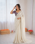 Beautiful Soft Rich Crunchy Georgette With Dual Gold & Silver Zari Butti Work Saree