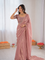Beautiful Soft Rich Fendy Satin Silk With Hand Cutdana Moti Work Saree
