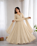 Beautiful Soft Rich Heavy Fox Georgette With Hand Work Gown Set