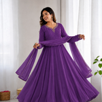 Beautiful Soft Rich Heavy Fox Georgette With Hand Work Gown Set