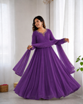 Beautiful Soft Rich Heavy Fox Georgette With Hand Work Gown Set