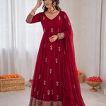 Beautiful Soft Rich Faux Georgette With Thread & Sequence Embroidery Work Anarkali Suit Set