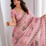 Beautiful Soft Rich Premium Tabby Silk With Sequins & Real Mirror Work Saree