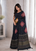 Beautiful Soft Rich Premium Japan Satin Silk With Mirror Work Saree