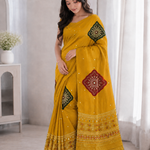 Beautiful Soft Rich Premium Japan Satin Silk With Mirror Work Saree