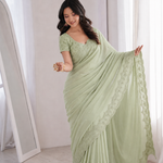 Beautiful Soft Rich Faux Georgette Silk With Embroidery Thread Work Saree