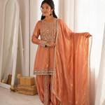 Beautiful Soft Rich Heavy Fendy Silk With Embroidery & Real Mirror Work Dhoti Suit Set