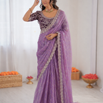 Beautiful Soft Rich Premium Space Silk With Thread & Sequence Embroidery Work Saree