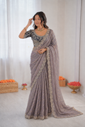 Beautiful Soft Rich Premium Space Silk With Thread & Sequence Embroidery Work Saree