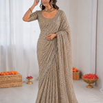 Beautiful Soft Rich Butterfly Net With Sequence Embroidery Work Saree