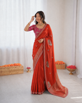 Beautiful Soft Rich Premium Dola Silk With Beads Handwork & Sequence Work Saree