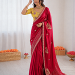 Beautiful Soft Rich Premium Dola Silk With Beads Handwork & Sequence Work Saree