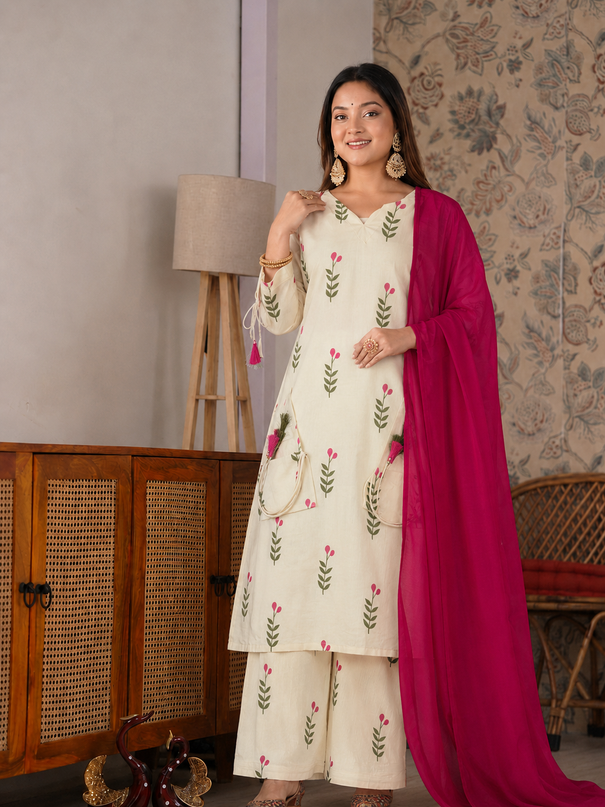 Pure Cambric Cotton Farshi Suit Set