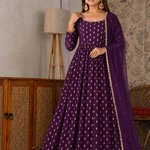 Chanderi Jacquard Mirror Work Gown Suit Set