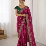 Beautiful Soft Rich Silk With Heavy Golden Embroidery Work Saree