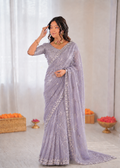 Beautiful Soft Rich Butterfly Net , Multi Sequence & Embroidery Work Saree