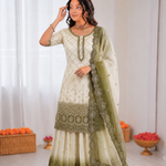 Beautiful Soft Rich Dual Tone Georgette Embroidery Sequence Work Plazzo Set