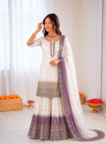 Beautiful Soft Rich Dual Tone Georgette Embroidery Sequence Work Plazzo Set