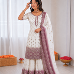 Beautiful Soft Rich Dual Tone Georgette Embroidery Sequence Work Plazzo Set