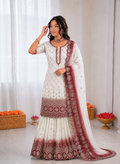 Beautiful Soft Rich Dual Tone Georgette Embroidery Sequence Work Plazzo Set