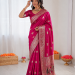 Beautiful Pure Soft HO Silk With Rich Jacquard Weaving Border Saree