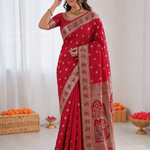 Beautiful Pure Soft HO Silk With Rich Jacquard Weaving Work Saree