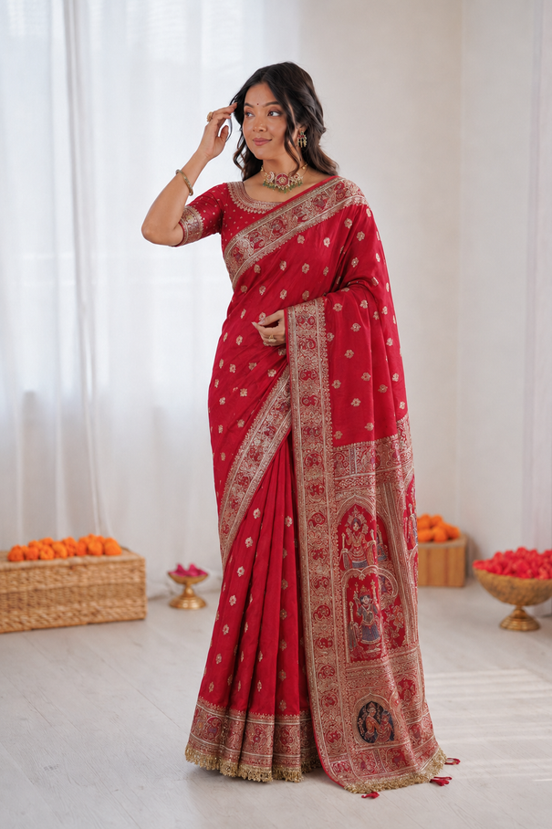 Beautiful Pure Soft HO Silk With Rich Jacquard Weaving Work Saree