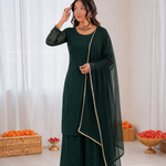 Beautiful Faux Georgette With Rich Embroidery Work Plazzo Suit