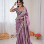 Beautiful Soft Rangoli Satin With Heavy Embroidery Sequence Work Saree